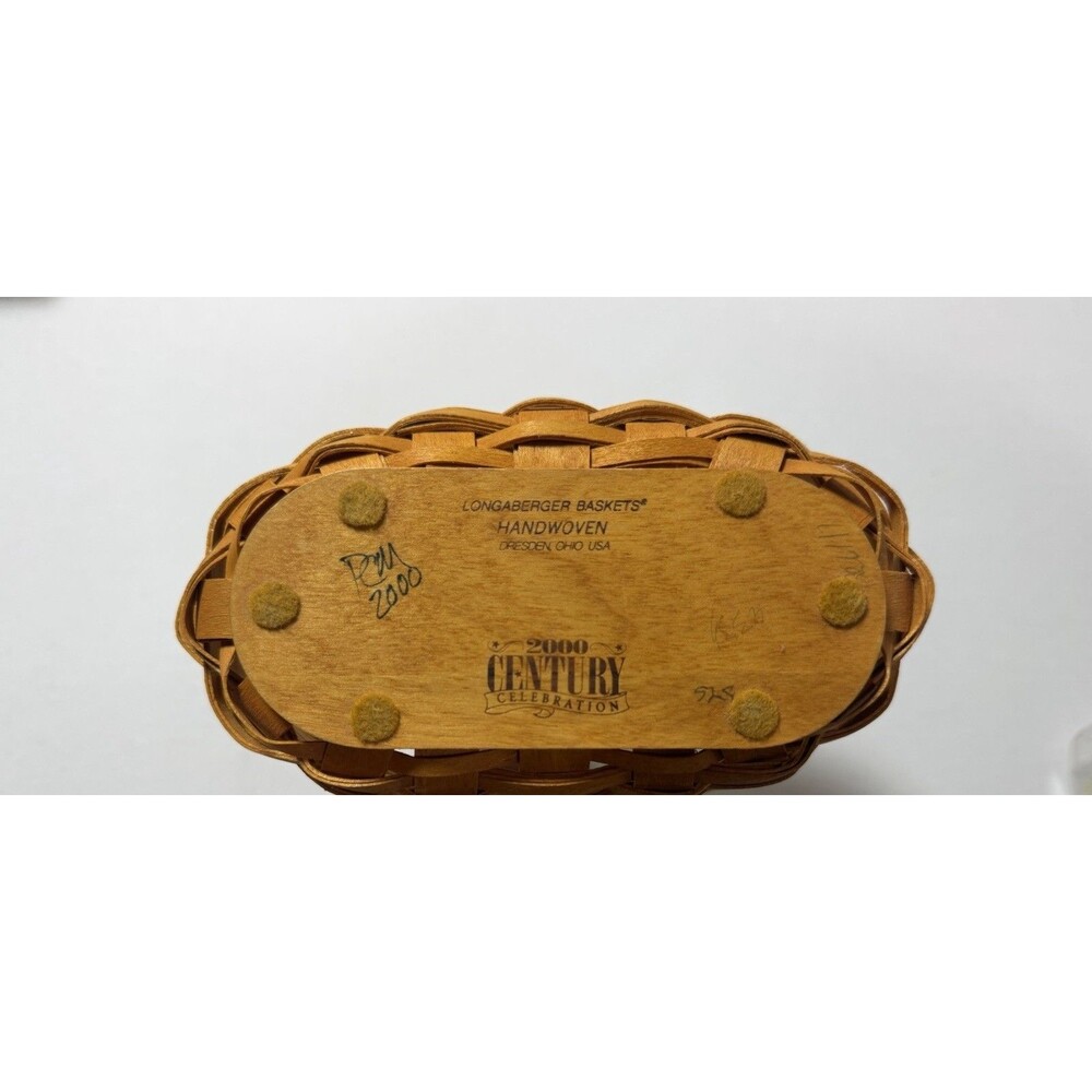 Longaberger Basket 2000 Century Celebration Blue Fabric Liner Plastic Protector - Picture 2 of 12